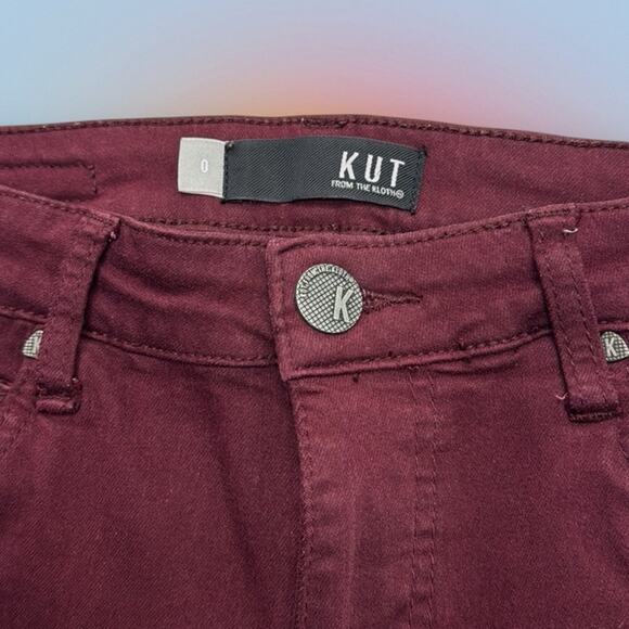 KUT Women’s 0 Burgundy Skinny Ankle Jeans - Picture 4 of 4